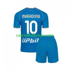 Napoli Maradona 10 Bambino Maglia Prima 2023/2024 Manica Corta (+ Pantaloncini)